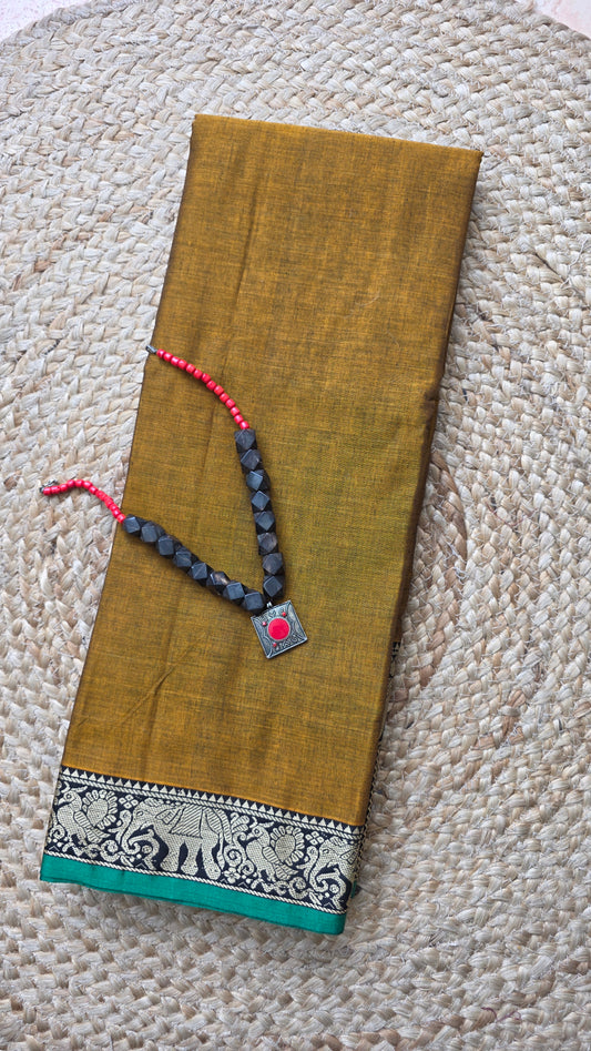 Ruhi | Mustard Pure Narayanpet cotton sari