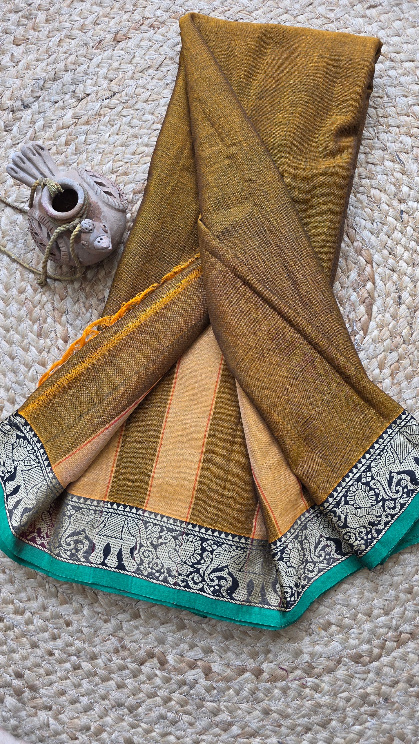 Ruhi | Mustard Pure Narayanpet cotton sari