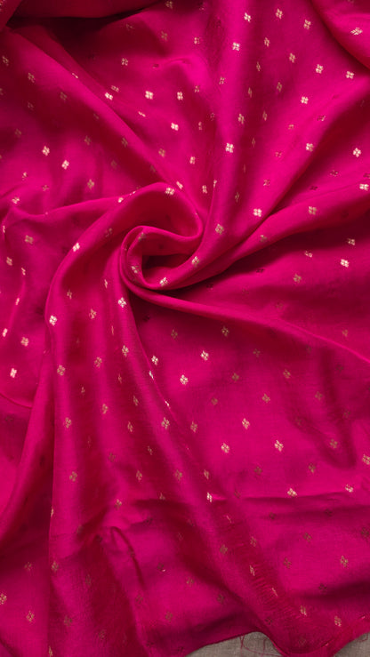 Pink Checks Tussar silk Saree