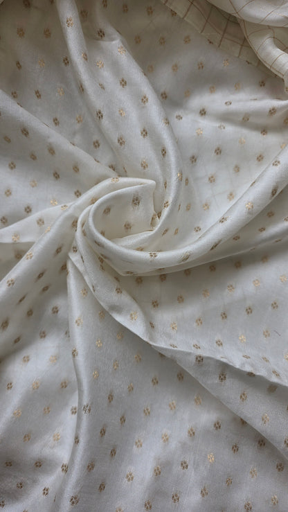 Ivory Checks Tussar silk Saree