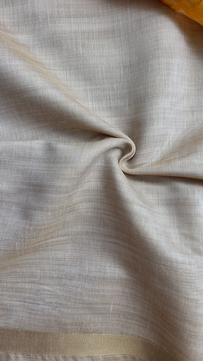 Mohini Orange/off-white Cotton Silk Jamdani Saree