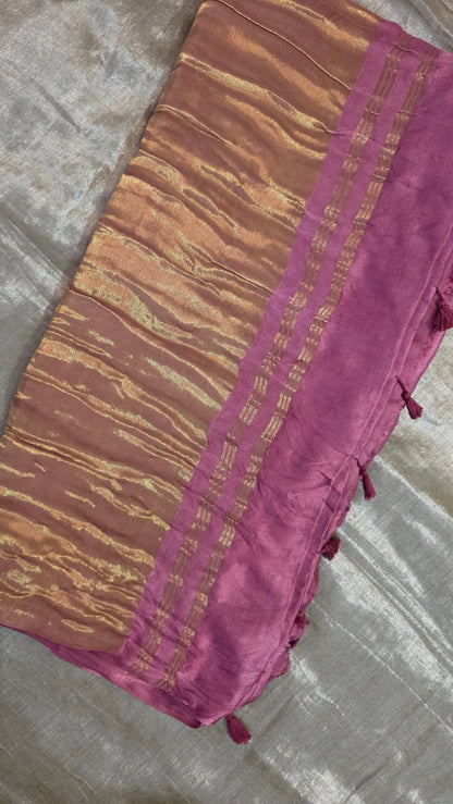 Aura Pink soft plain modal | Tissue pallu