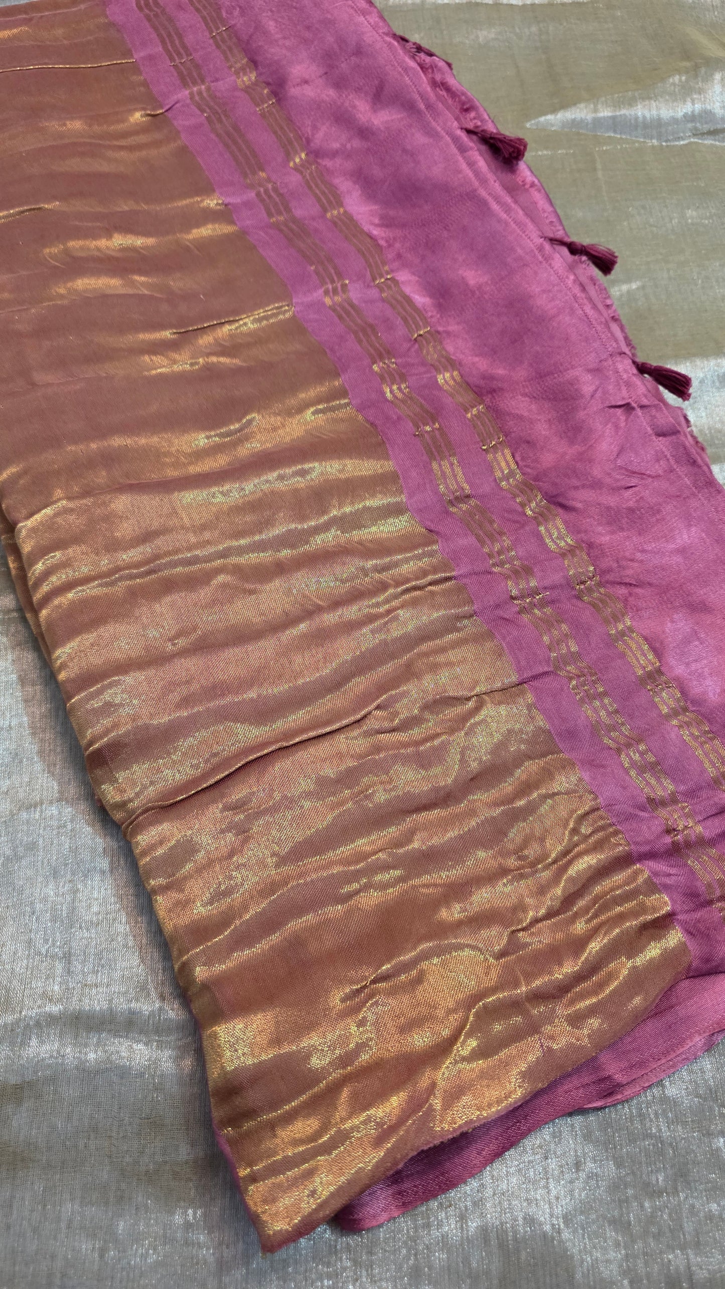 Aura Pink soft plain modal | Tissue pallu