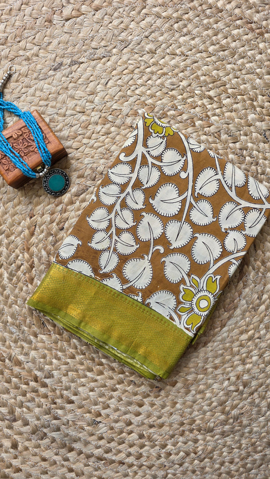Katha Sandalwood Chennuri Silk|kalamkari Saree