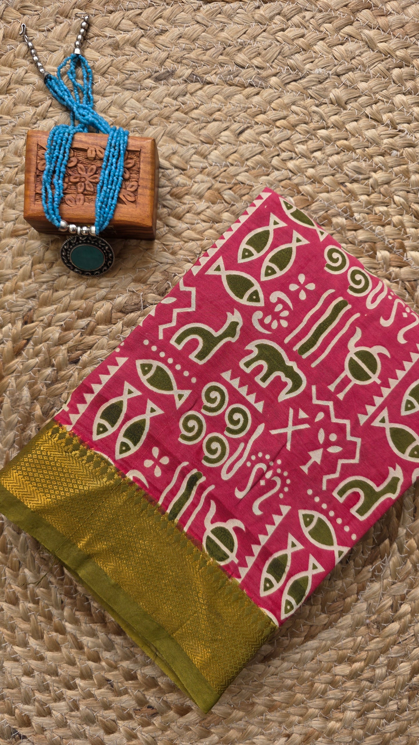 Katha Blue Chennuri Silk|kalamkari Saree