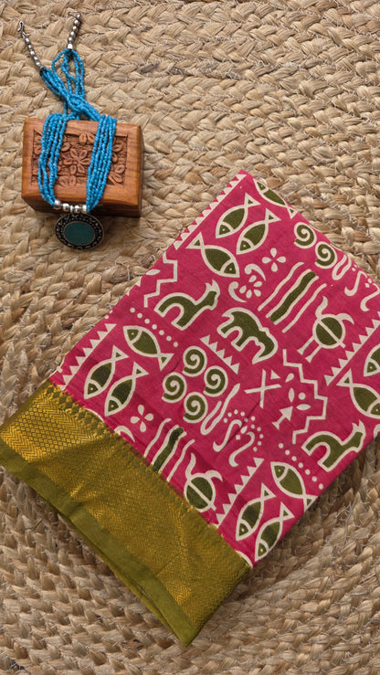Katha Blue Chennuri Silk|kalamkari Saree