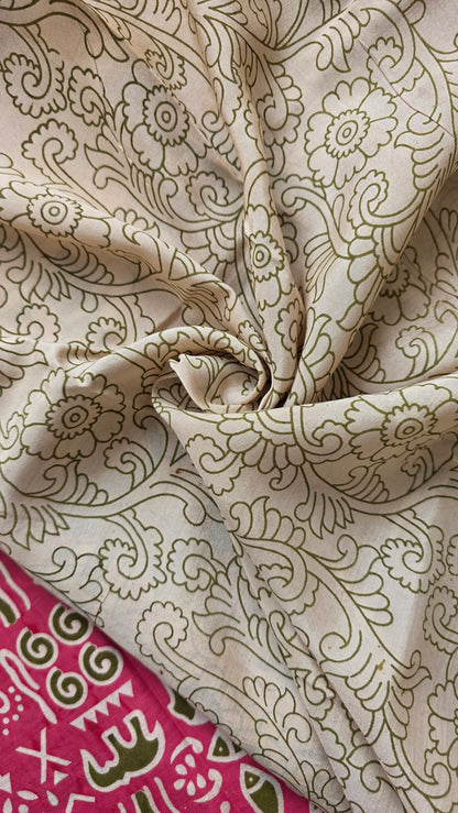 Katha Blue Chennuri Silk|kalamkari Saree