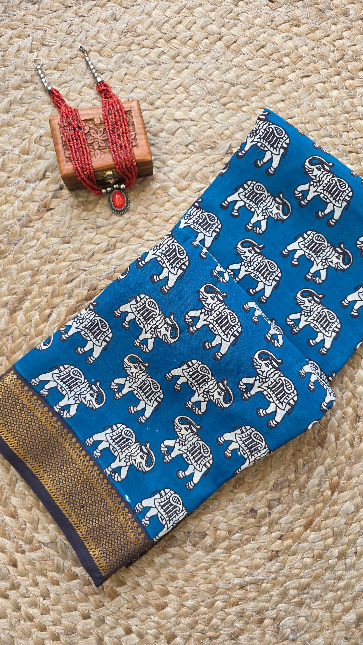 Katha Blue Chennuri Silk|kalamkari Saree