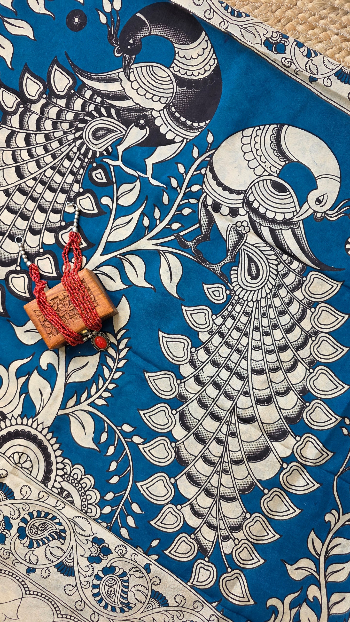Katha Blue Chennuri Silk|kalamkari Saree