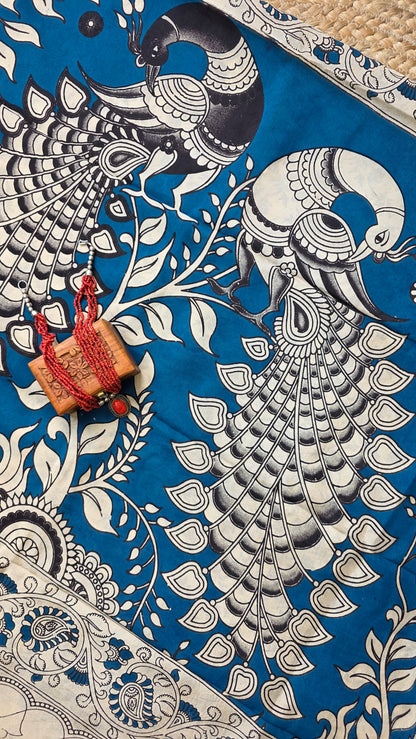 Katha Blue Chennuri Silk|kalamkari Saree