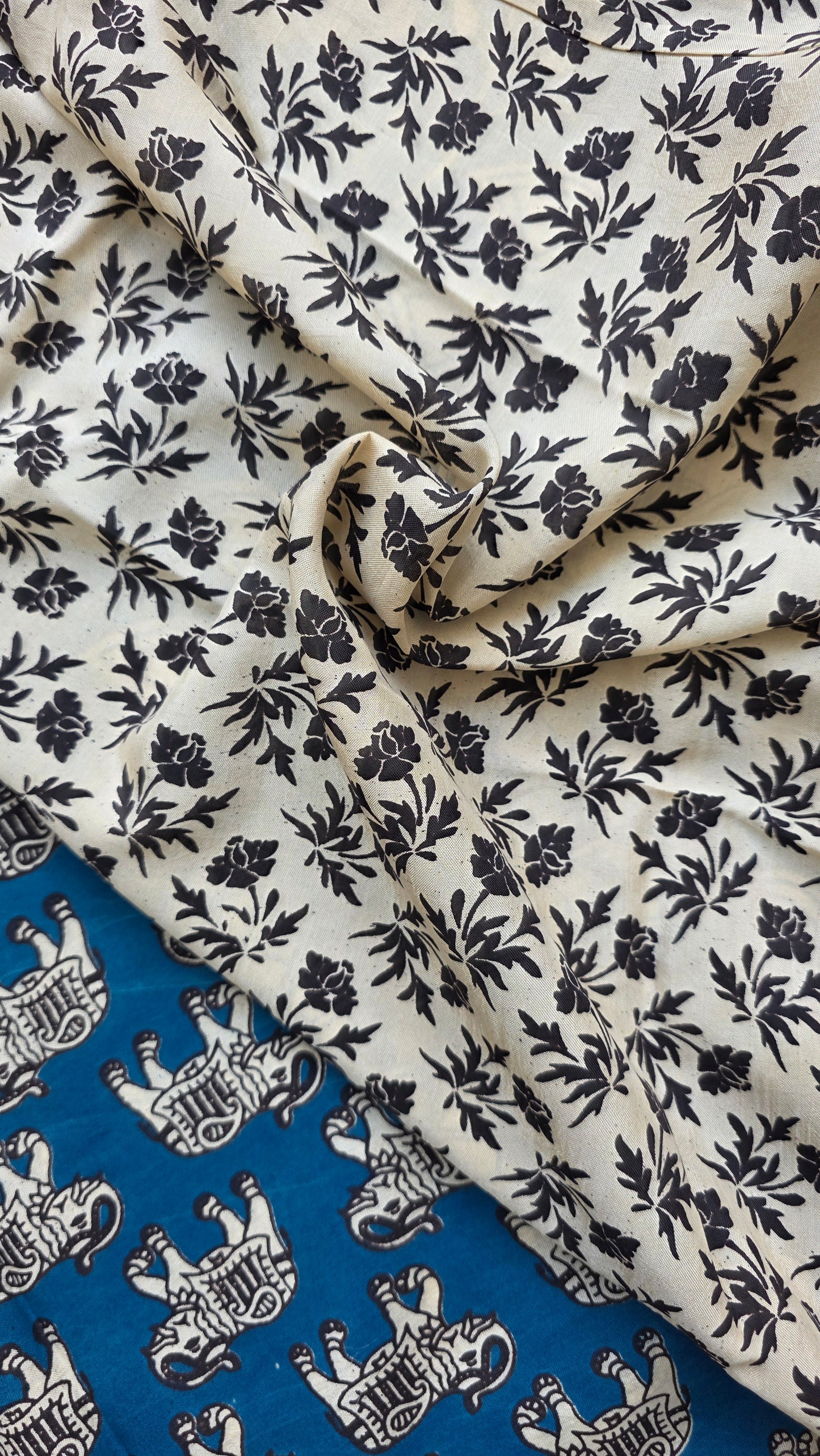 Katha Blue Chennuri Silk|kalamkari Saree