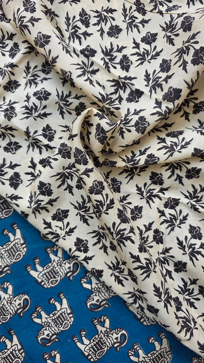 Katha Blue Chennuri Silk|kalamkari Saree