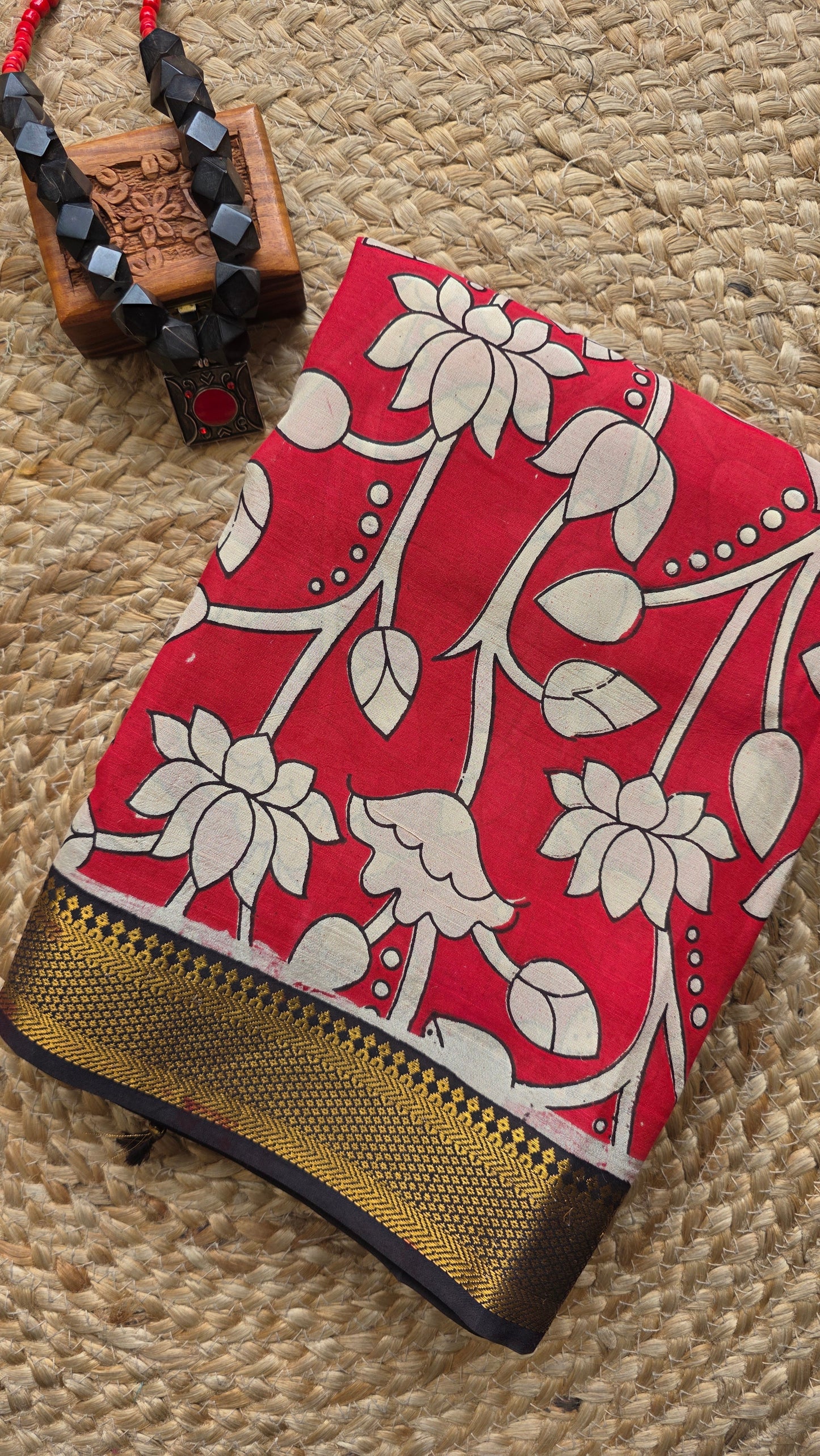 Katha Red Chennuri Silk|kalamkari Saree