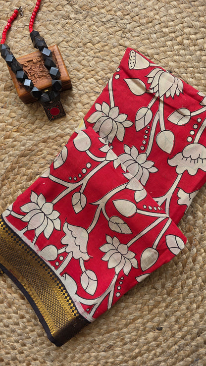 Katha Red Chennuri Silk|kalamkari Saree