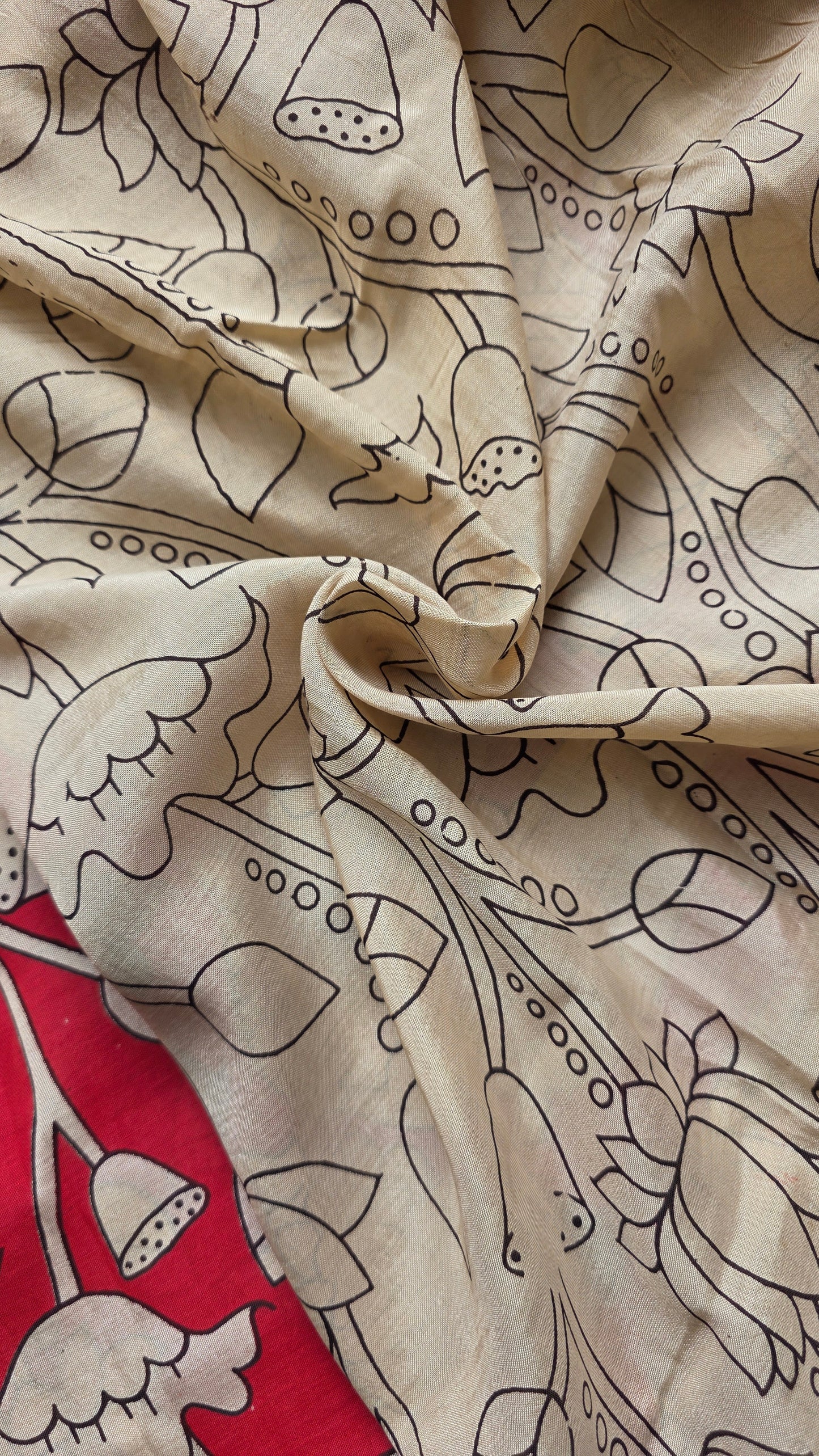 Katha Red Chennuri Silk|kalamkari Saree