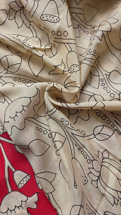 Katha Red Chennuri Silk|kalamkari Saree