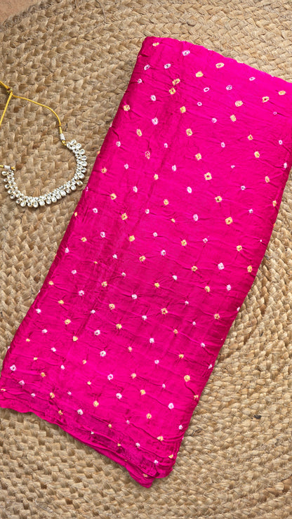 Boond | Pink Bandhej with Tissue pallu