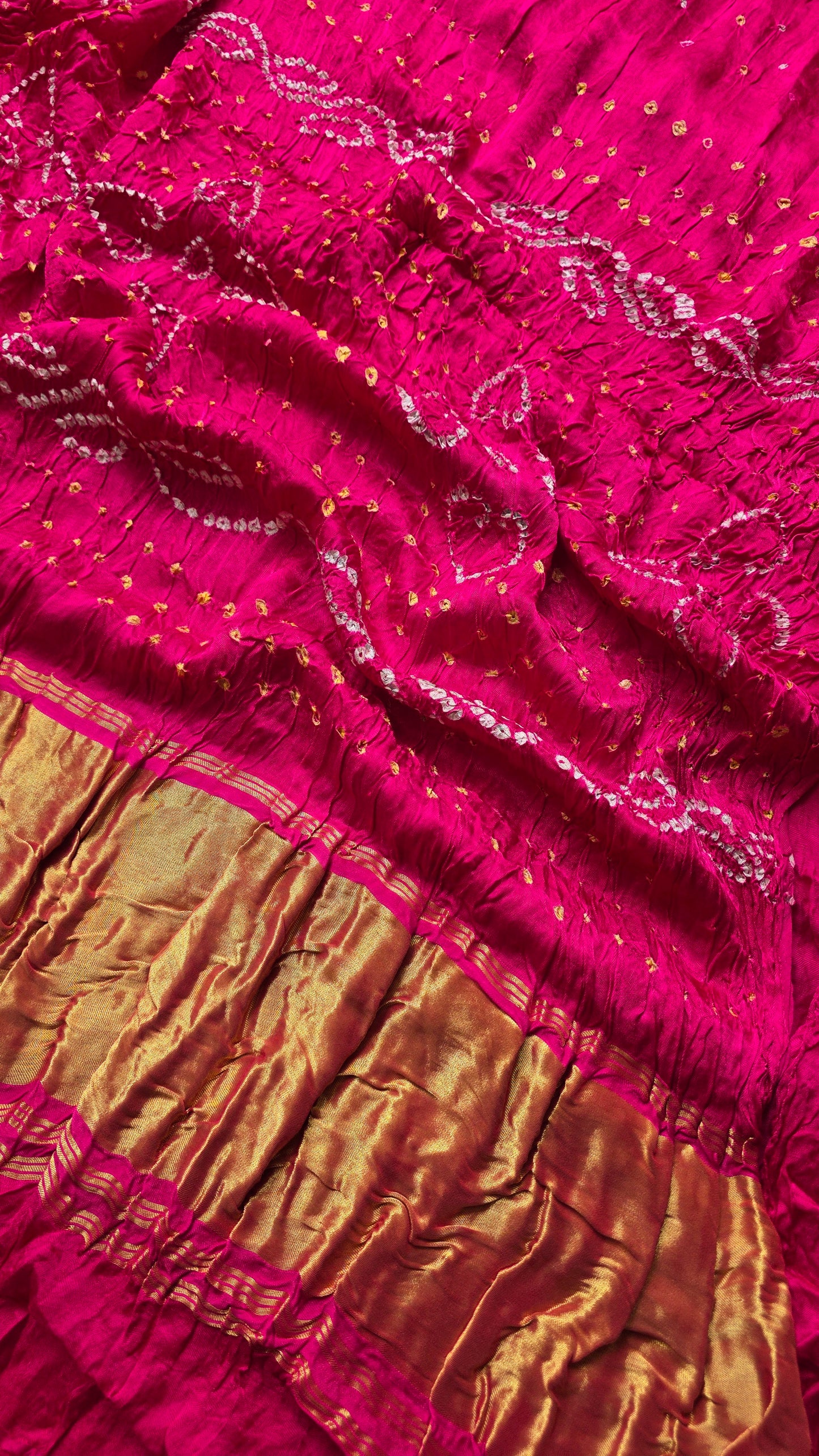 Boond | Pink Bandhej with Tissue pallu