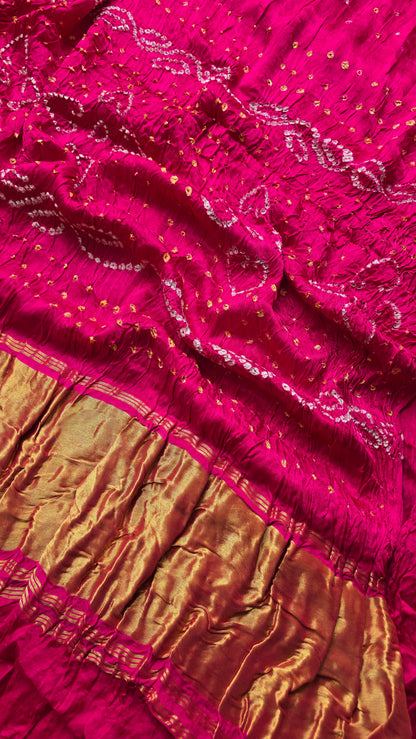 Boond | Pink Bandhej with Tissue pallu