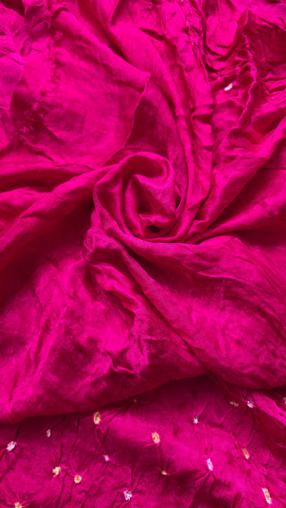 Boond | Pink Bandhej with Tissue pallu