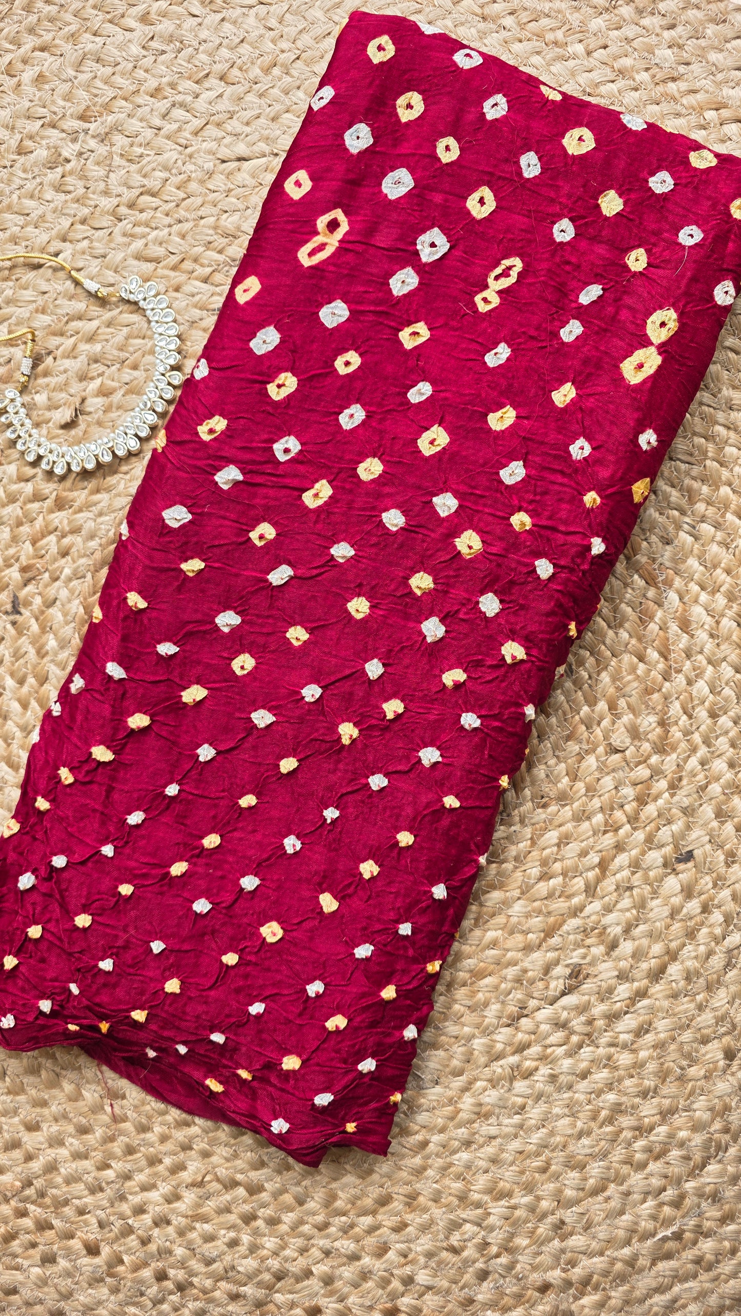 Boond | Maroon Bandhej with Tissue pallu