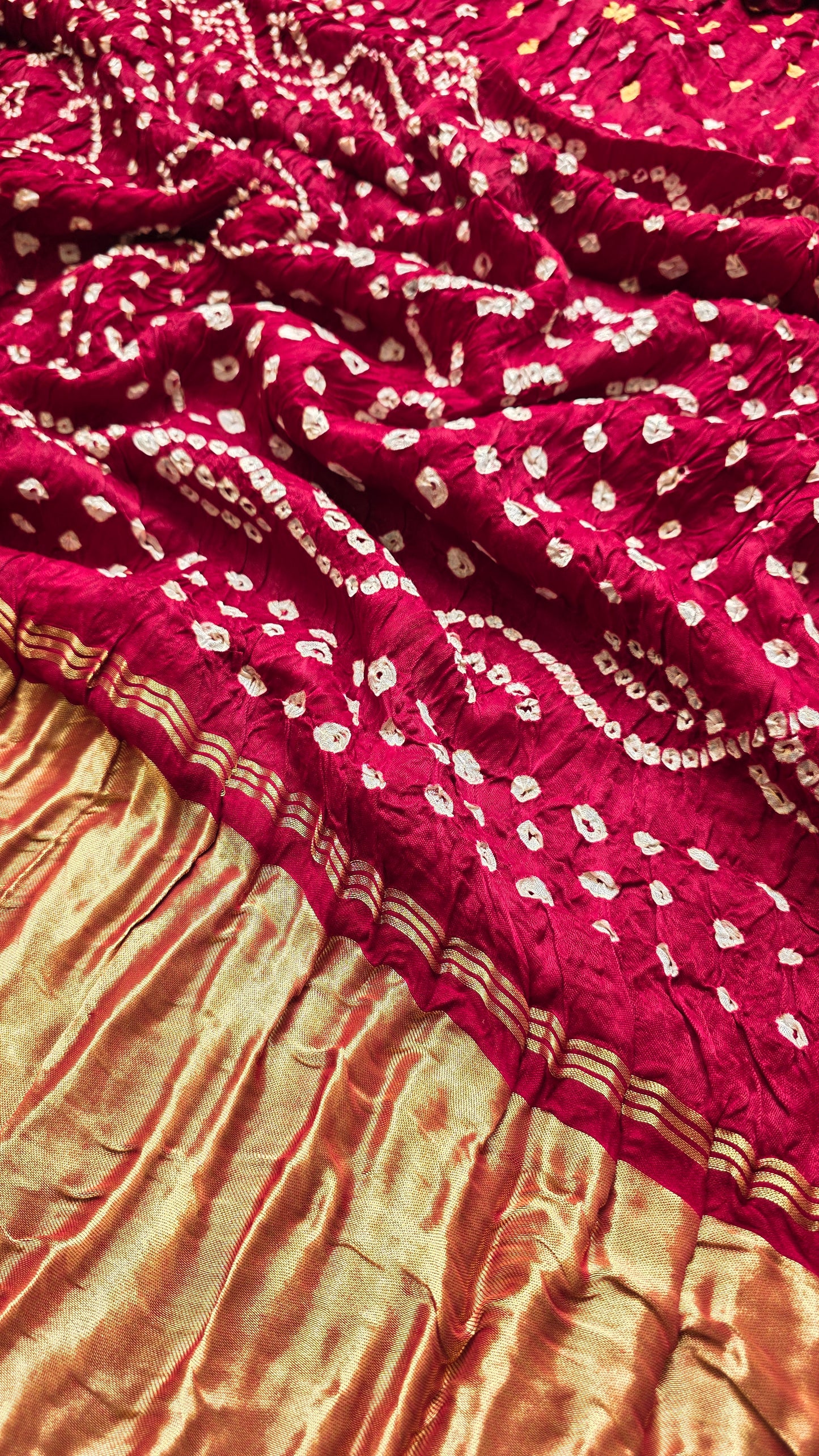 Boond | Maroon Bandhej with Tissue pallu