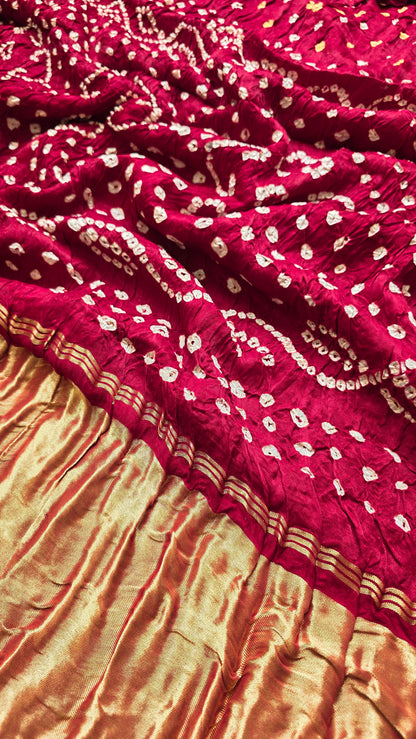 Boond | Maroon Bandhej with Tissue pallu