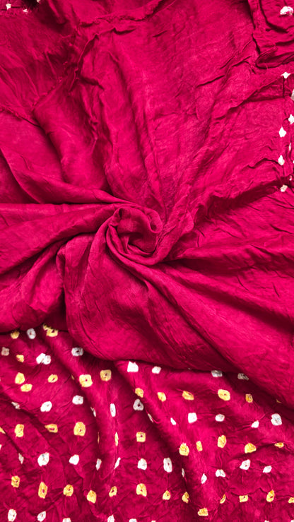 Boond | Maroon Bandhej with Tissue pallu