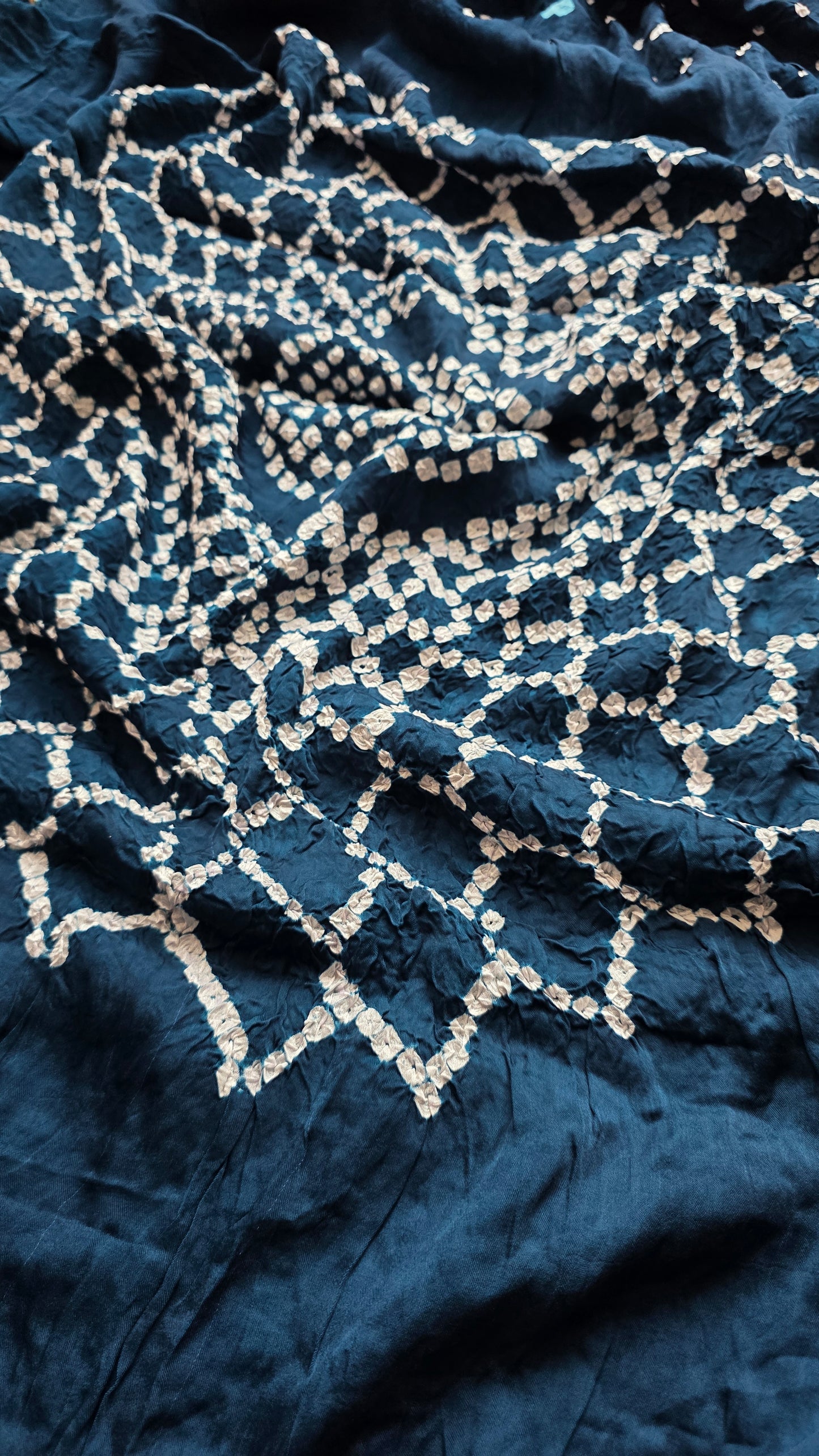 Boond|Blue Bandhej with Rasmandal Pallu