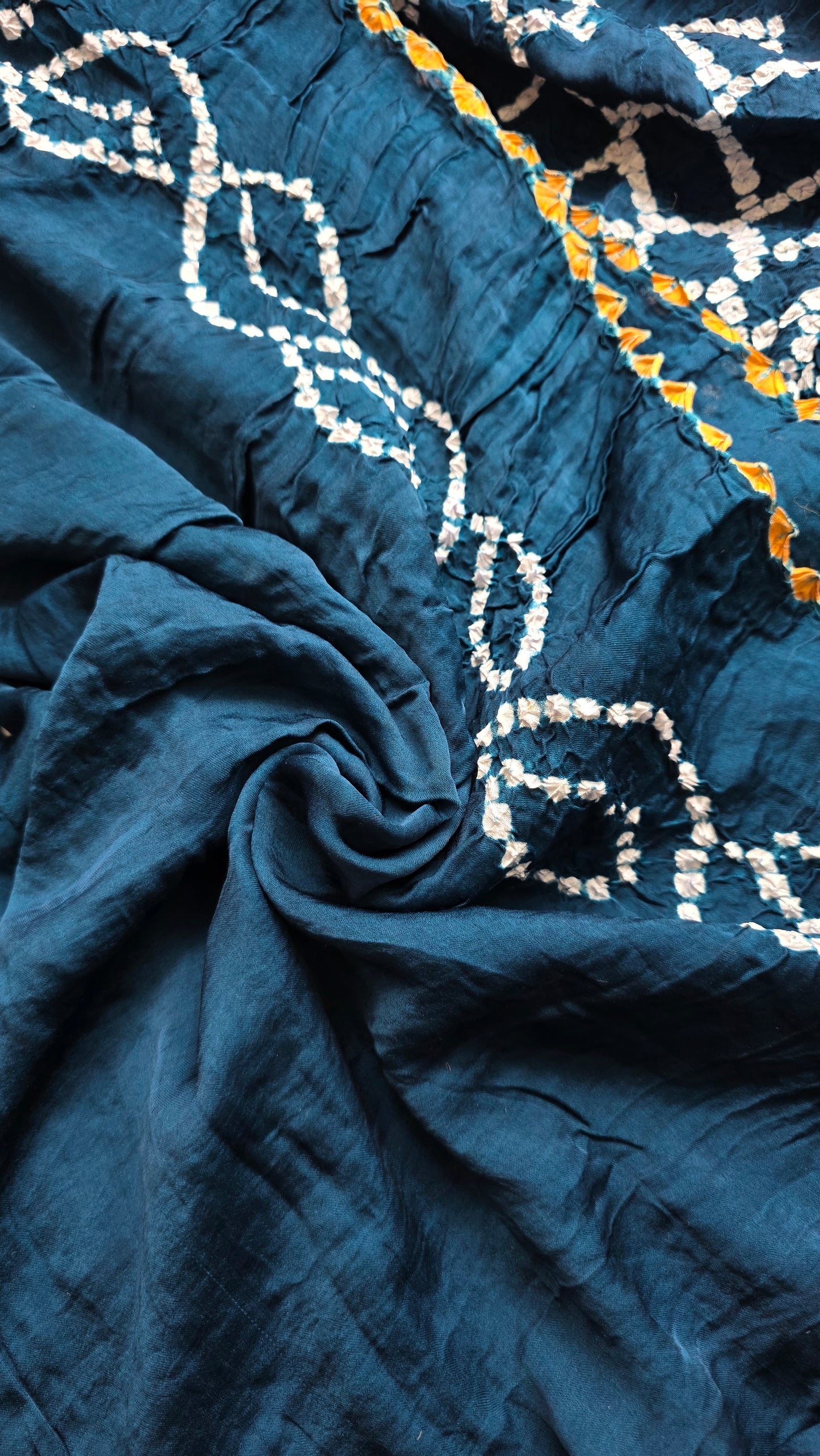 Boond|Blue Bandhej with Rasmandal Pallu
