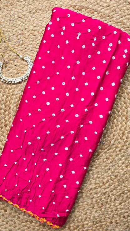 Boond|Pink Bandhej with Rasmandal Pallu