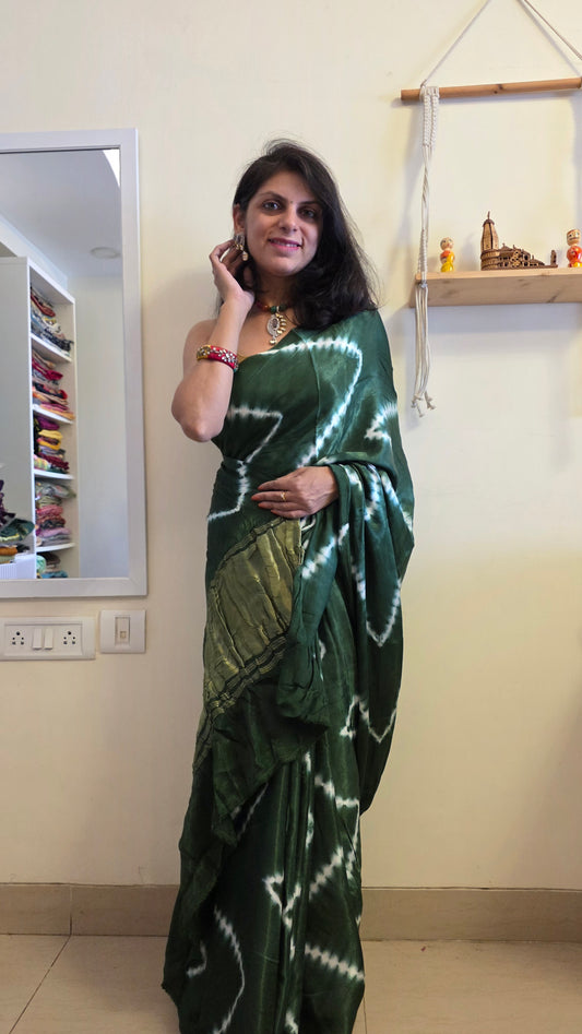Boond | Green Leheriya Modal Silk