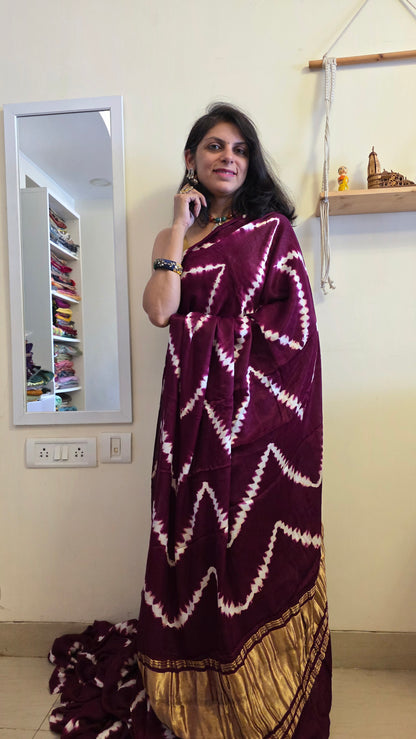 Boond| Plum Leheriya Modal Silk