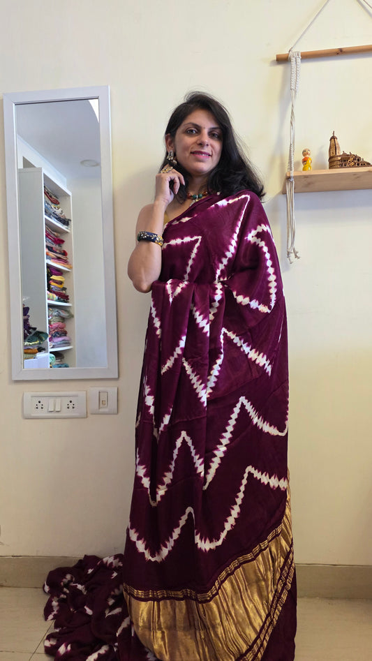 Boond| Plum Leheriya Modal Silk