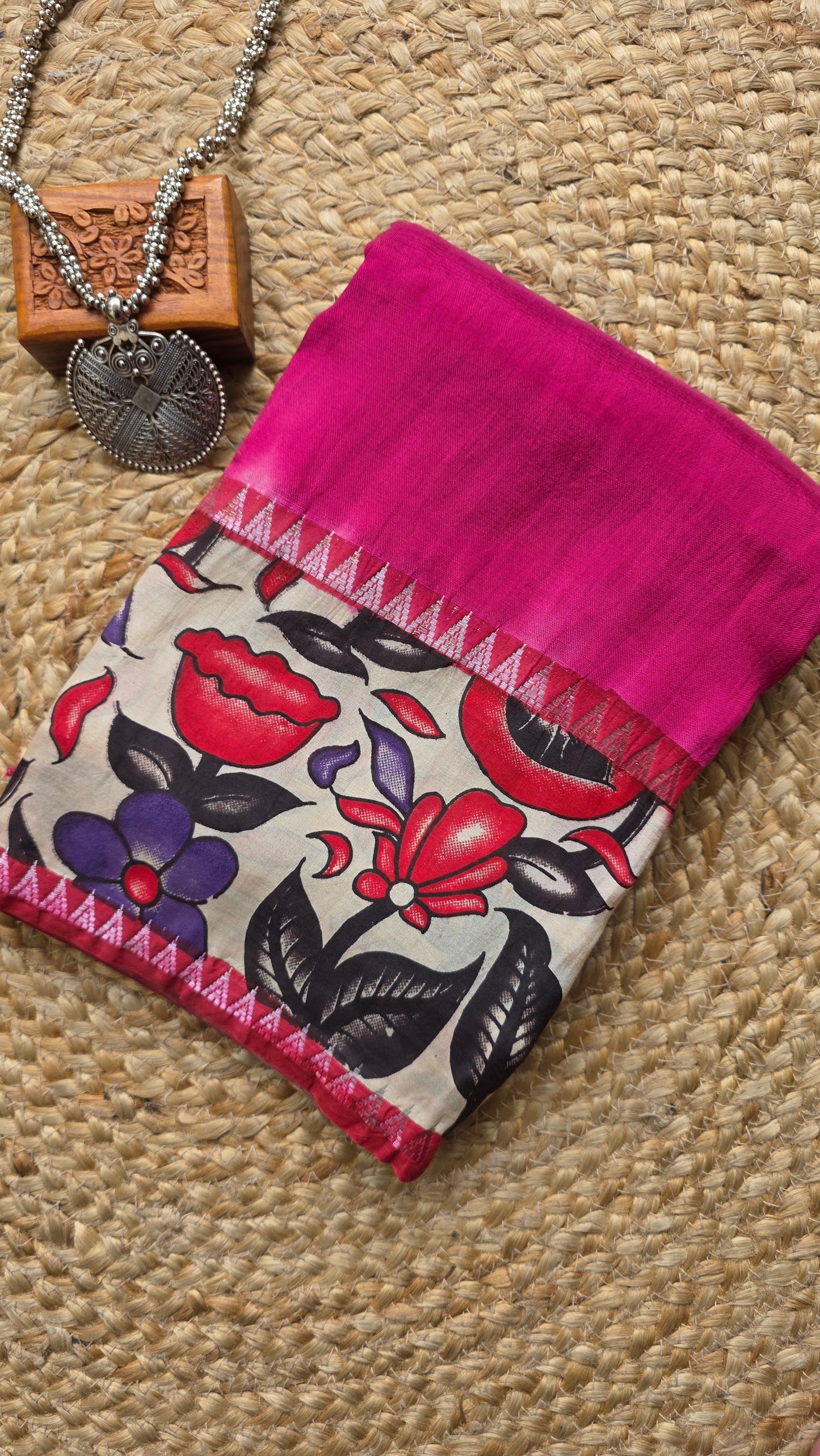 Katha| Pink kalamkari Silk Saree