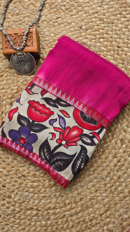 Katha| Pink kalamkari Silk Saree