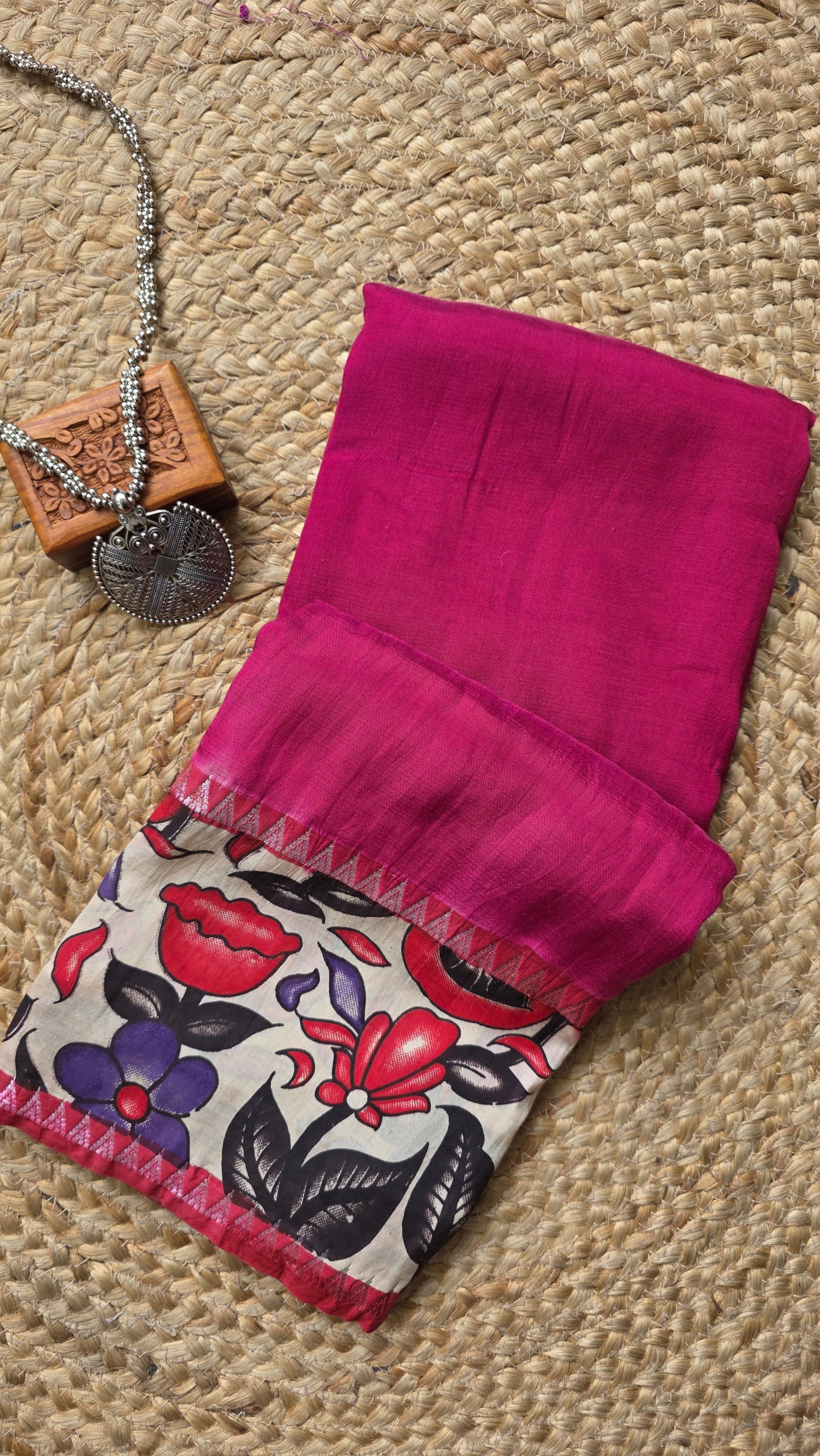 Katha| Pink kalamkari Silk Saree