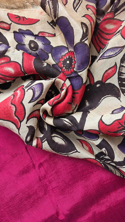 Katha| Pink kalamkari Silk Saree