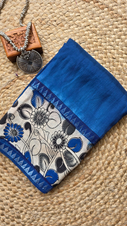 Katha| Blue kalamkari Silk Saree