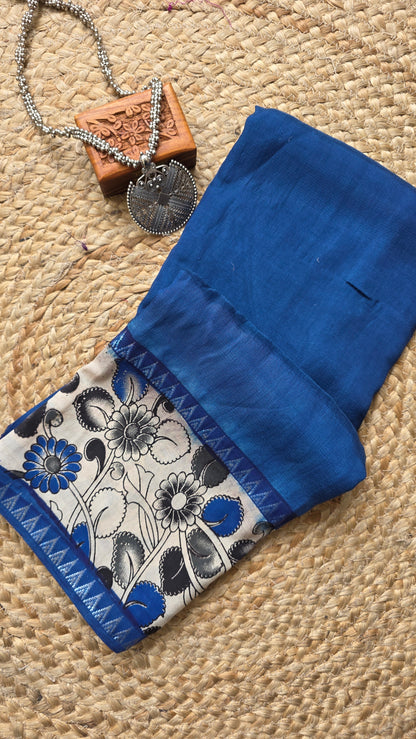 Katha| Blue kalamkari Silk Saree