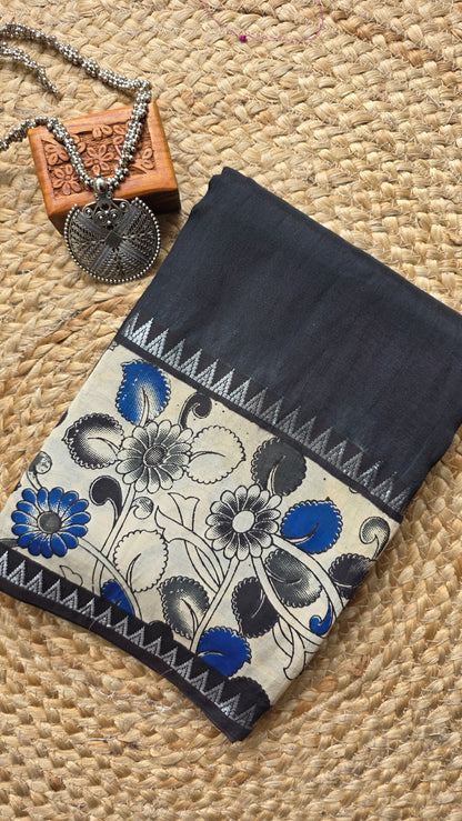 Katha| Black kalamkari Silk Saree