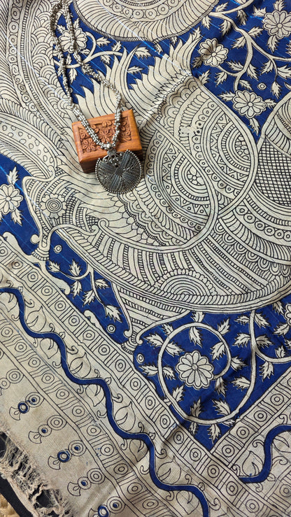 Katha| Black kalamkari Silk Saree