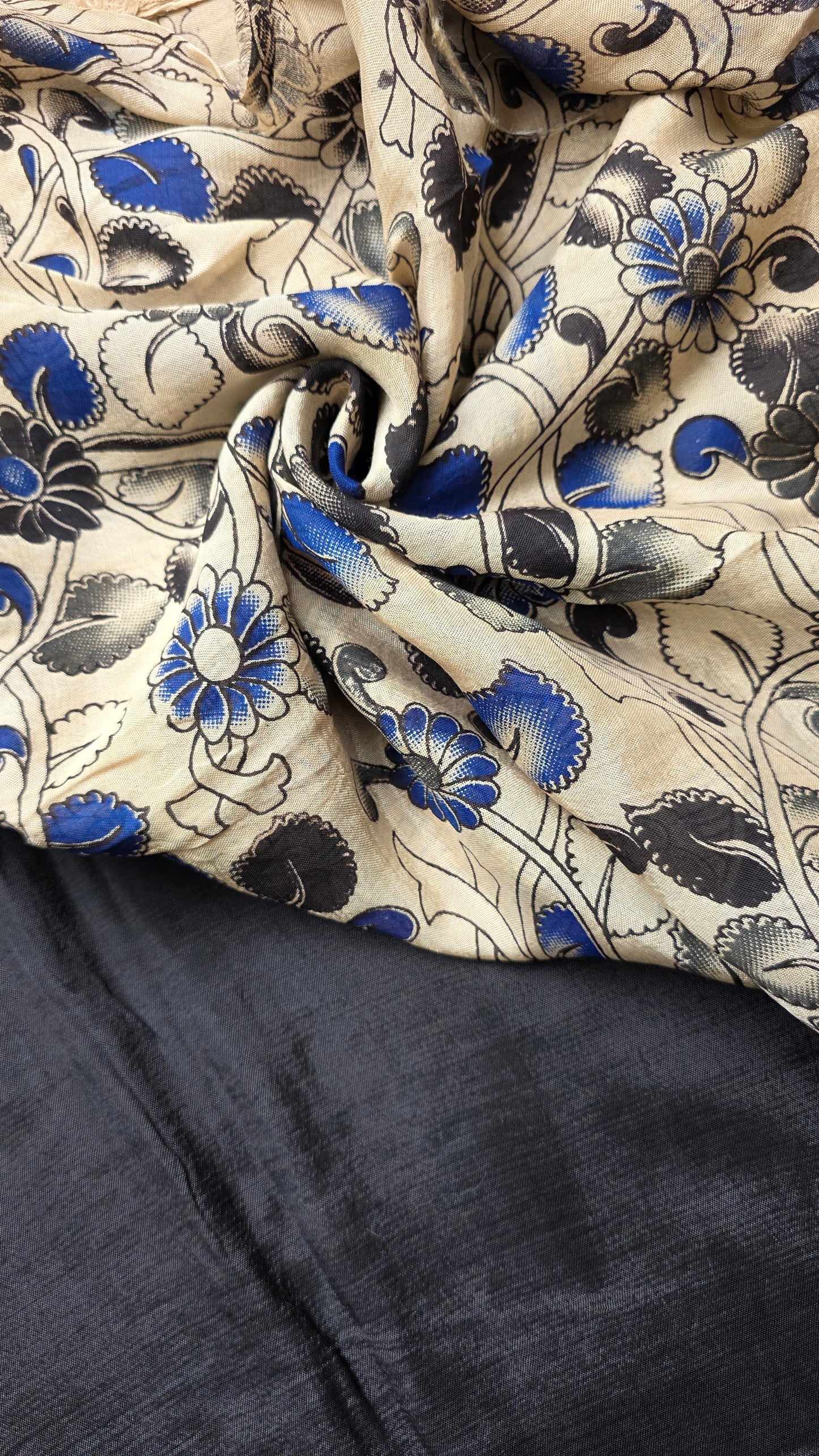 Katha| Black kalamkari Silk Saree