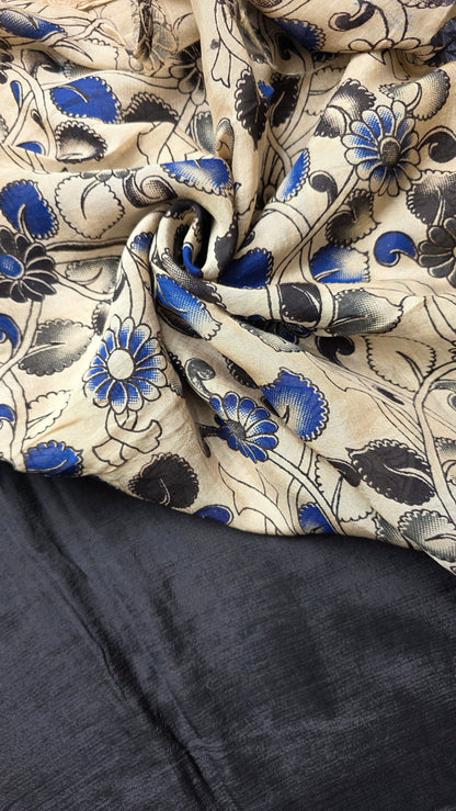 Katha| Black kalamkari Silk Saree