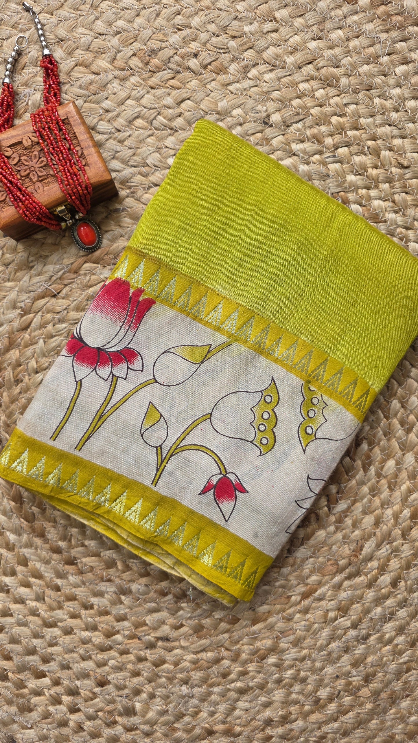 Katha| Green kalamkari Silk Saree