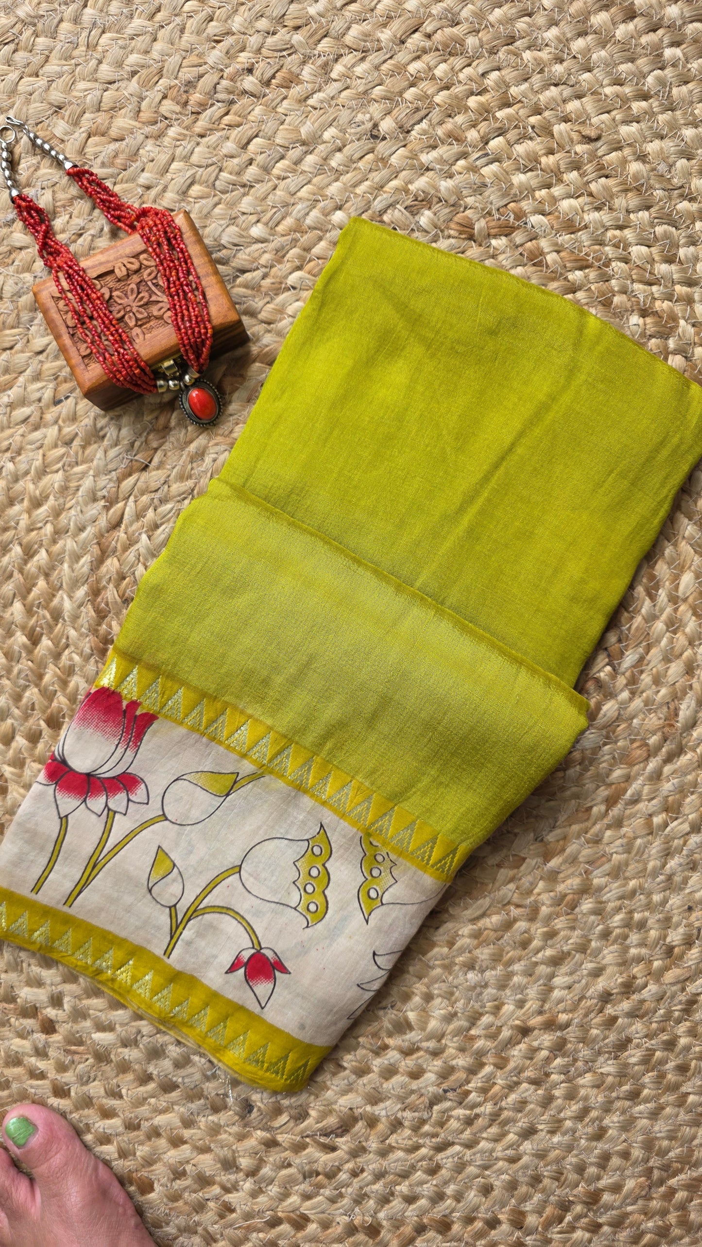 Katha| Green kalamkari Silk Saree