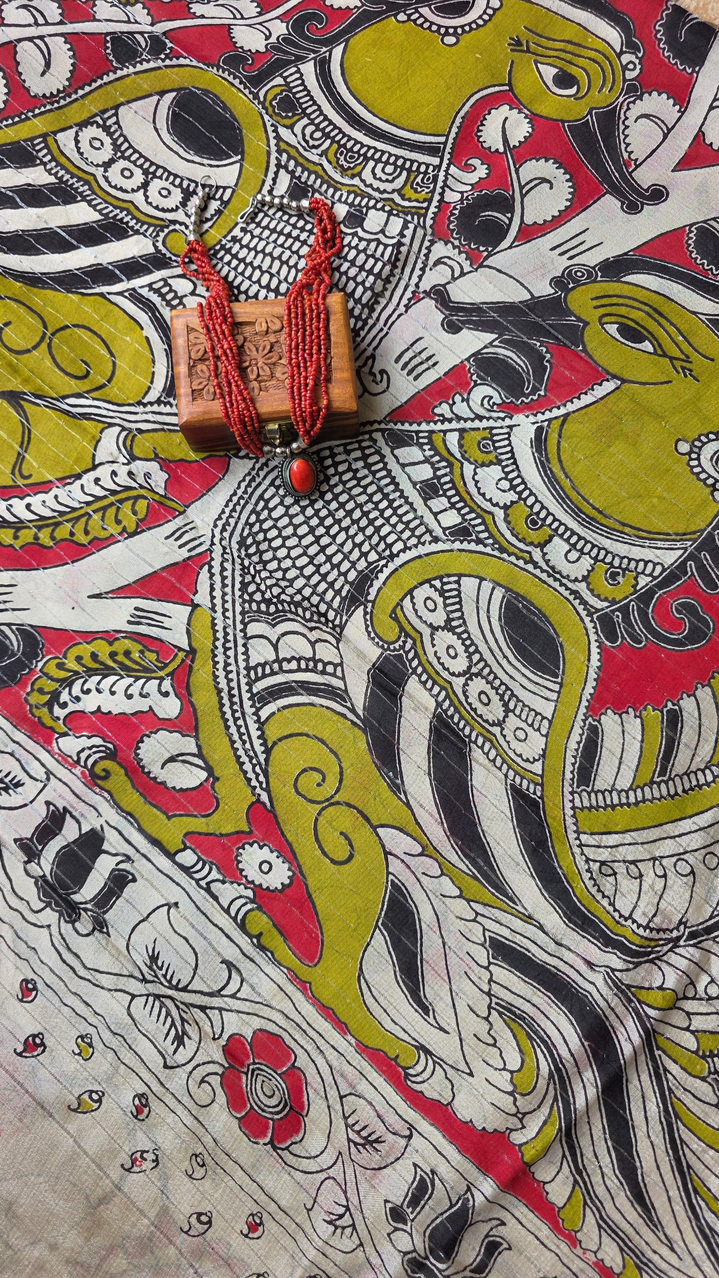 Katha| Green kalamkari Silk Saree