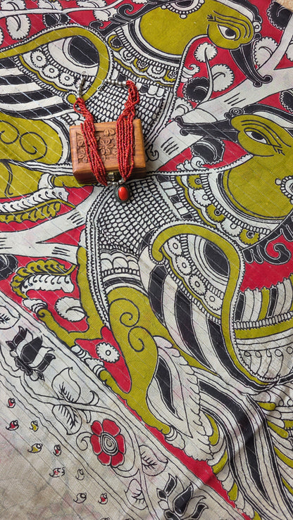 Katha| Green kalamkari Silk Saree