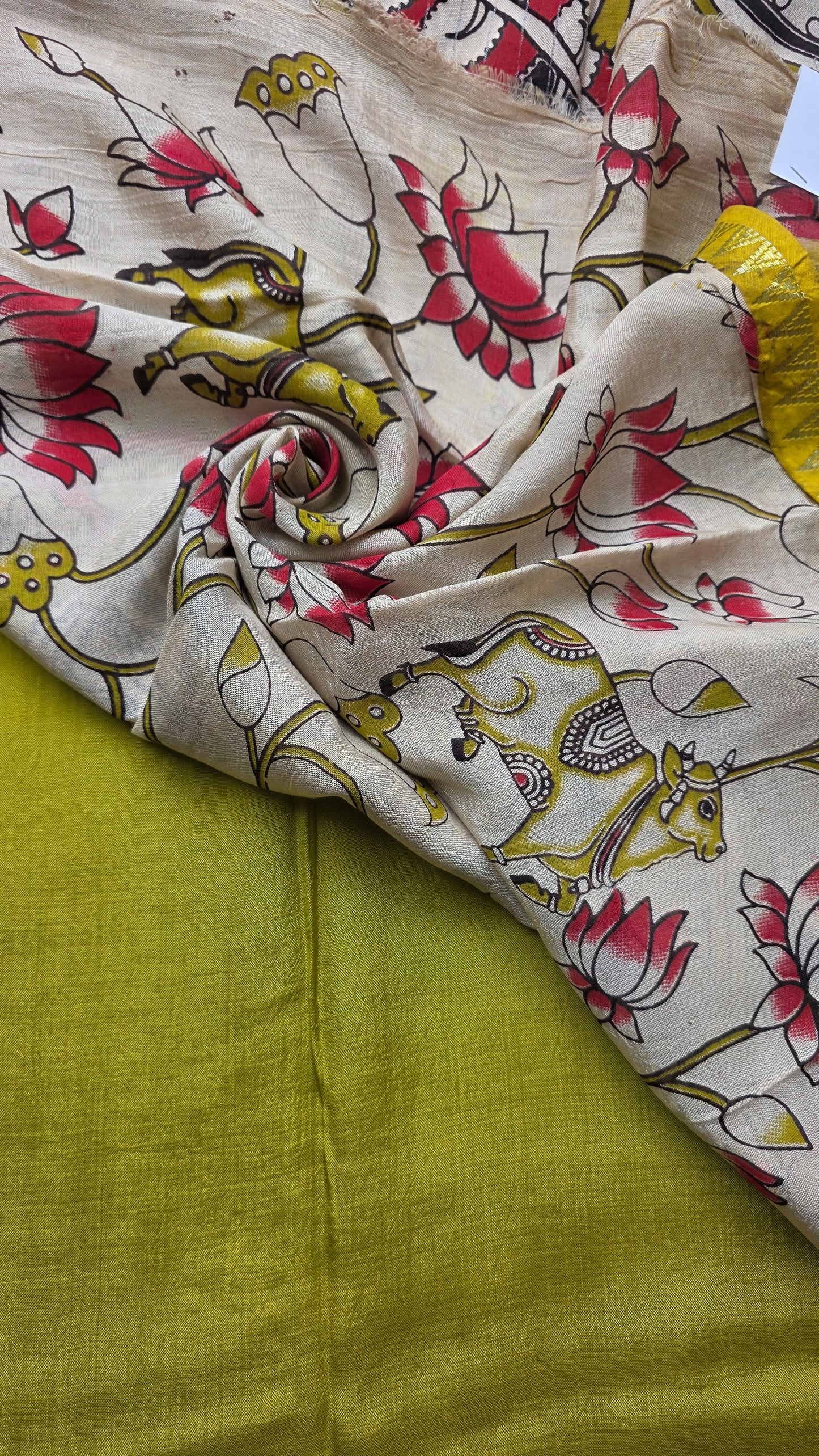 Katha| Green kalamkari Silk Saree