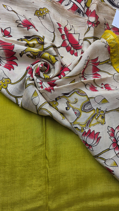 Katha| Green kalamkari Silk Saree